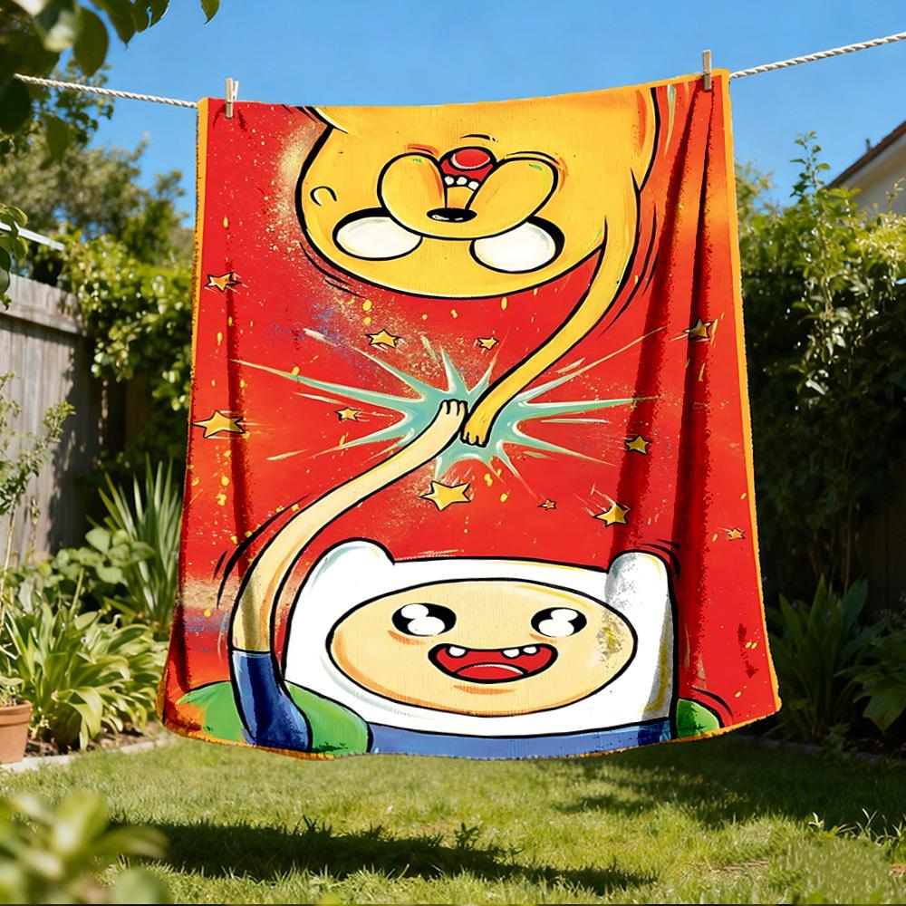 

1pc Adventure Time Outdoor Flannel Throw Blanket Soft, Lightweight & Warm 80x120cm