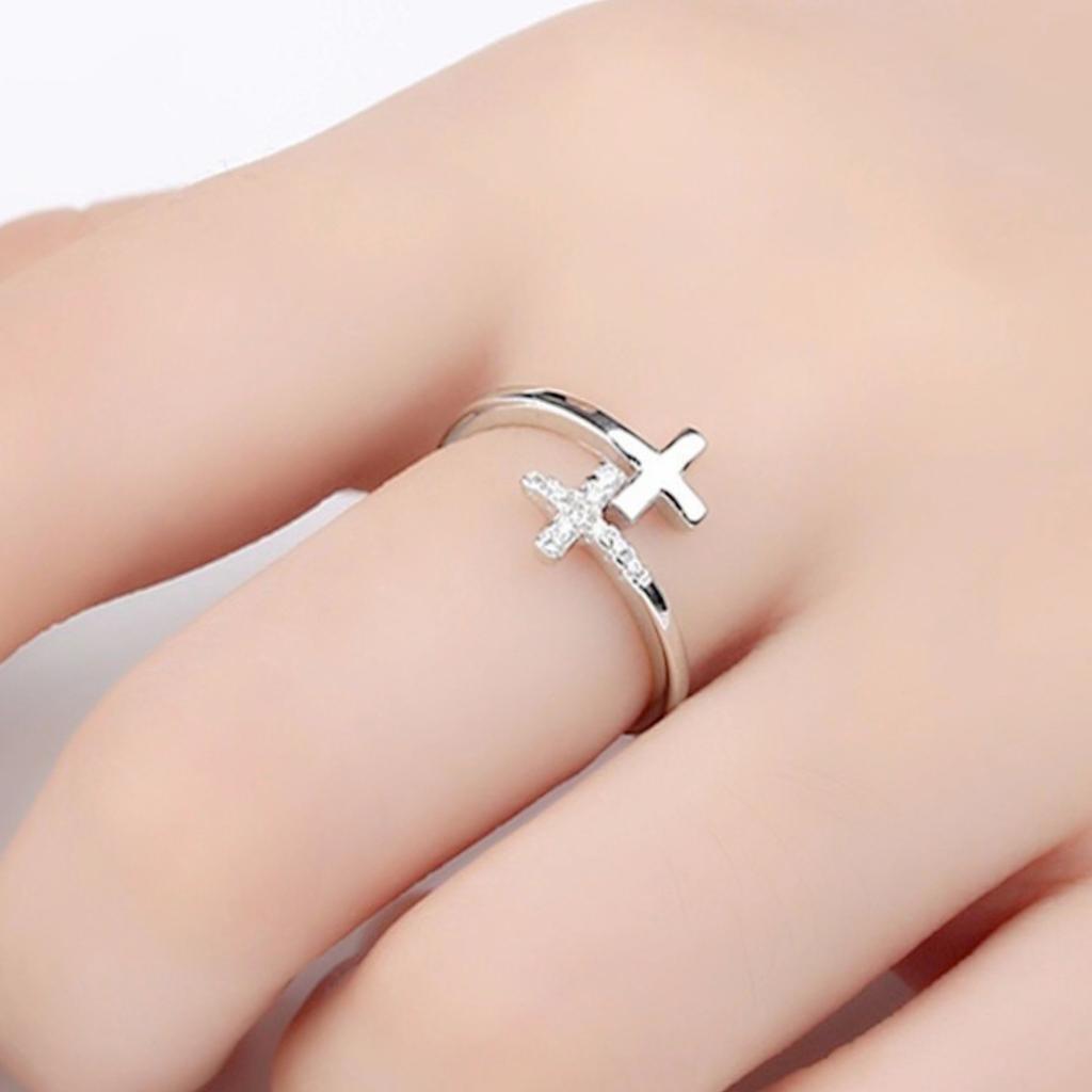 European And American Fashion Opening Micro -Inlaid Vermiculite Crossings Ring Ring