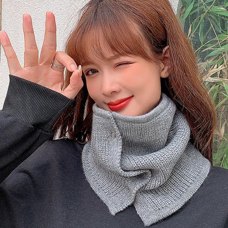 Man Hedging Fake Collar Elastic Hooded Woolen Neck Guard Bib Pullover For Woman'S Single Loop Knit Button Folded Warm Scarf T39