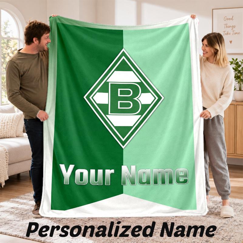 Benutzerdefinierter Name Borussia Mönchengladbach Flanell-Kuscheldecke Personalisierter Text Weiche Decke Bett Sofa Geschenk