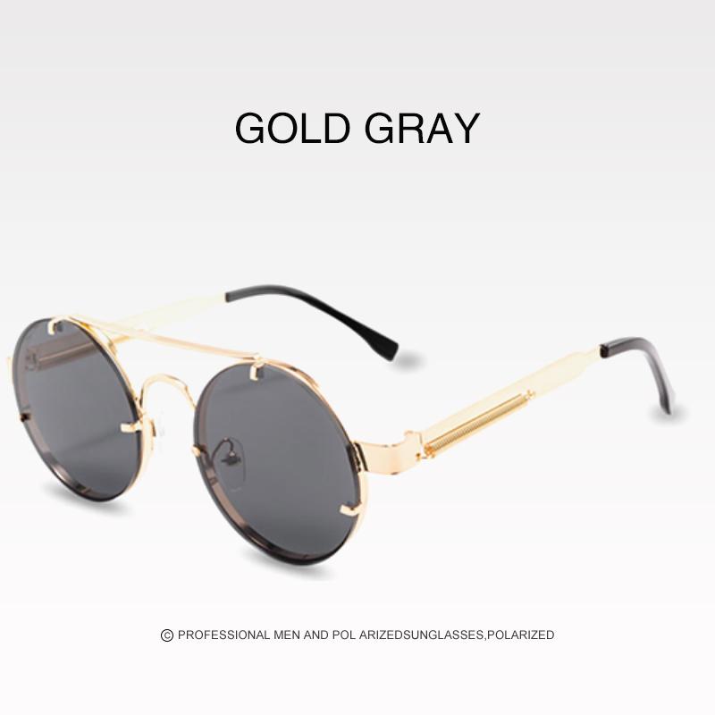 Vintage Steampunk Sunglasses UV400 Protection Round Metal Frame Punk Style Shades for Men Women