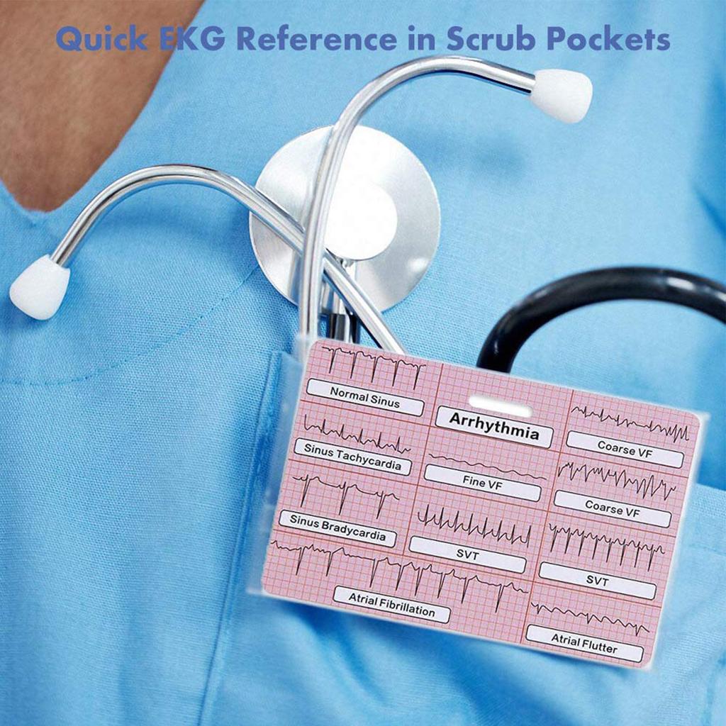 Ekg Card Nurse Badge Reference Cards Cardiac Accessories Supplies 3 Piece Reference for Icu Er Telemetry Rn Clinicals Work