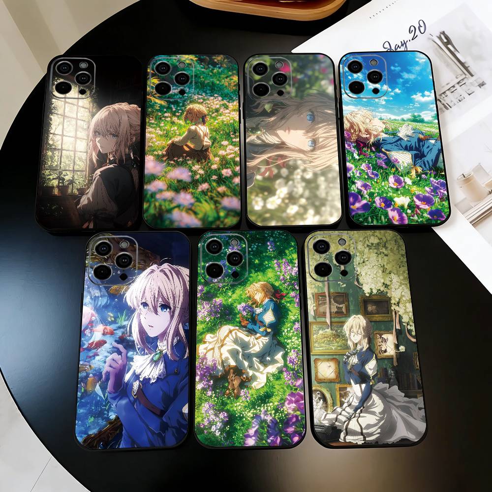 Violet Evergarden Phone Case For iPhone 17,16,15,14,13,12,11 Plus,Pro Max,XS,Soft Silicone Black Cover
