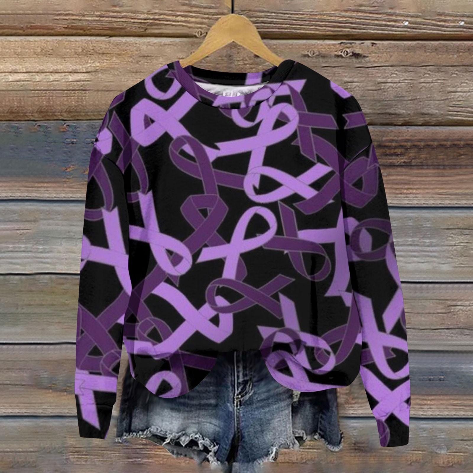 

Женский повседневный модный пуловер с длинным рукавом и круглым вырезом с принтом M фиолетовый