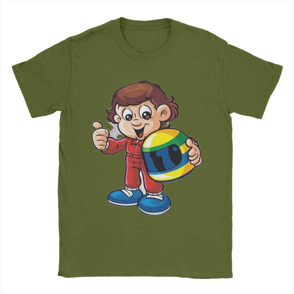 Cute Senninha Ayrton Senna Tee Shirt for Men Women Graphic Printed T Shirts Cartoon 100% Cotton Clothing