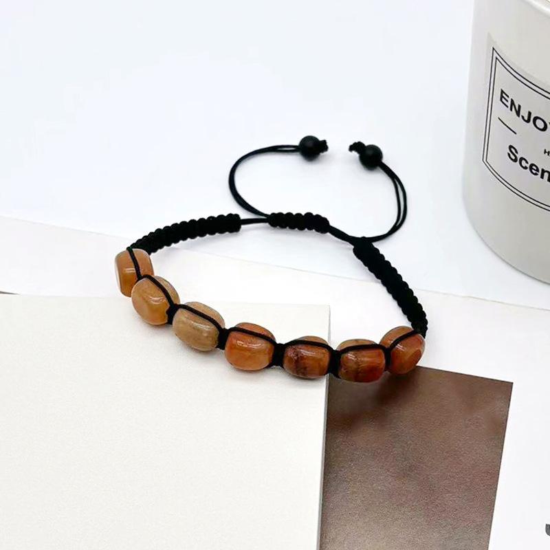 Natural Stone Bracelet - Adjustable Woven Necklace Jewelry with Tiger Eye Stones