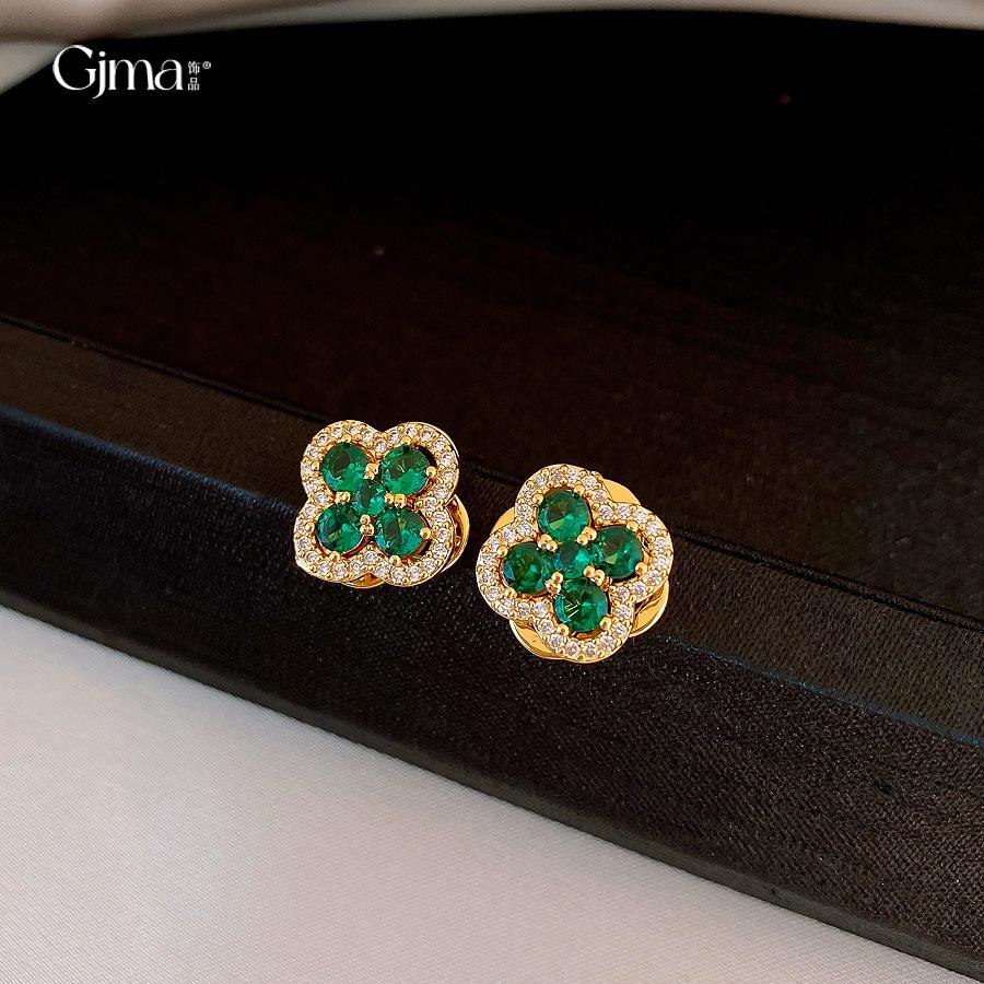 French retro zircon flower earrings, stud earrings, exquisite temperament earrings, niche design