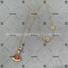 V Gold High Fan-shaped Clavicle Necklace: 18k Rose Gold with Red Agate, Diamond Accents, and White Shell on 925 Silver for Women
