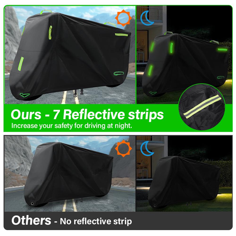 300D Motorcycle Cover Waterproof All Season Dustproof UV Protective Outdoor Indoor Scooter Wear-resistant Fabric Motorbike Cover