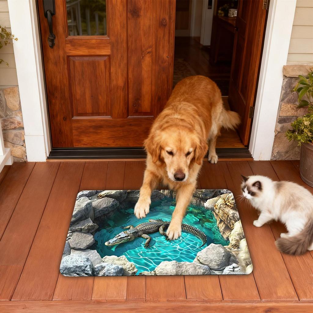 3D Optical Illusion Rug Non-slip Trap Doormat 3D Decorative Rug For Entrance Kitchen Bathroom Indoor Halloween Porch Decorations