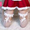 Soft sister sexy knee net socks white lace bow stockings two-dimensional maid girl uniform socks