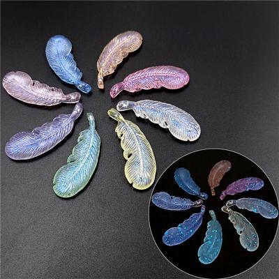 Materiali Accessori Fai da Te Traslucidi 10 Pezzi Serie Creativa Colori Chiari Ciondolo Piuma Creazione Gioielli Collana Orecchini Perline Luminose Fatto a Mano