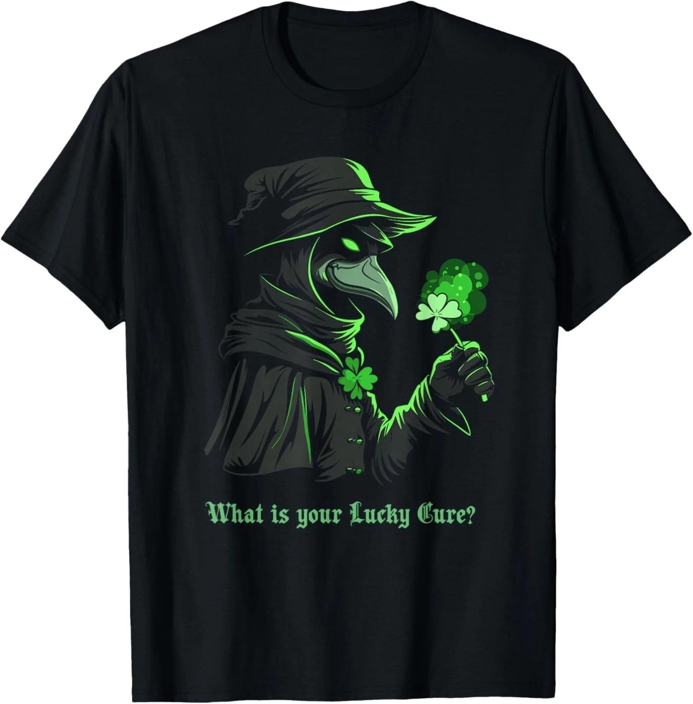 What is Your Lucky Cure Plague Doctor Beer Shamrock Gothic T-Shirt L