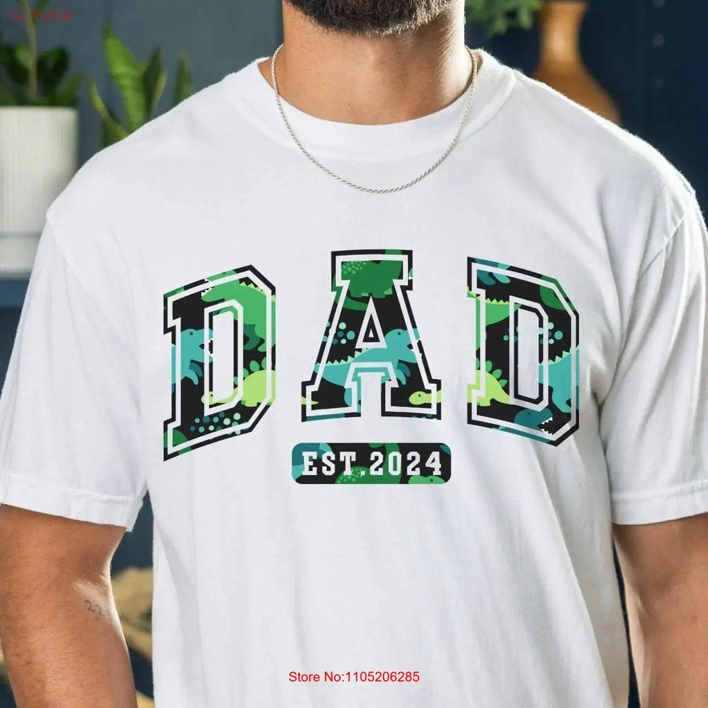 Dad Established T Shirt Daddy Est 2024 Coming Soon Promoted To Fathers Day Baby Announceunisext Dinosaur Vintage Casual