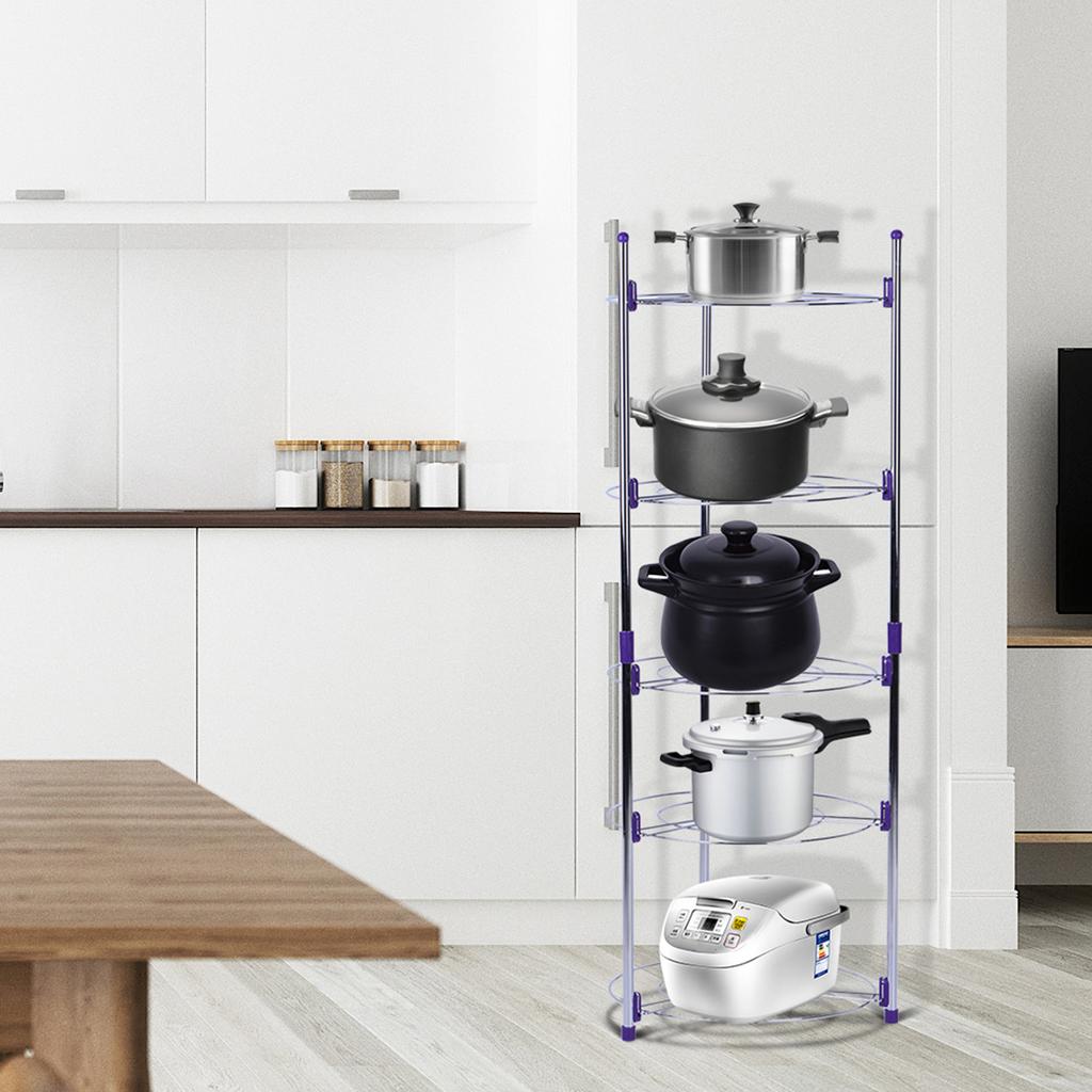 5 Tiers Home Kitchen Pans Pots Storage Rack Durable Metal Wire Shelving Organizer