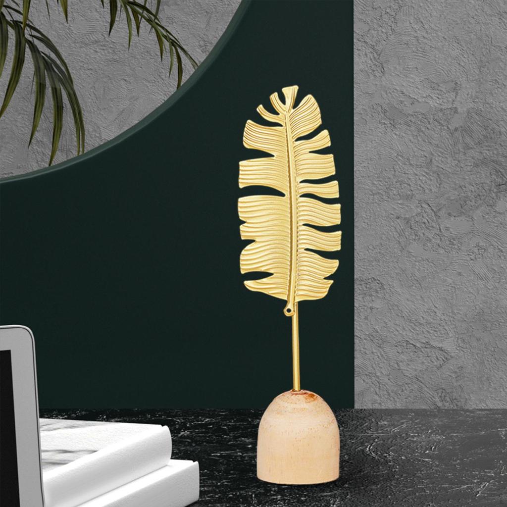 Metallblatt Skulptur Tischdekoration Goldfarben Dekorativ Handgefertigt Holzboden für Regale Akzent