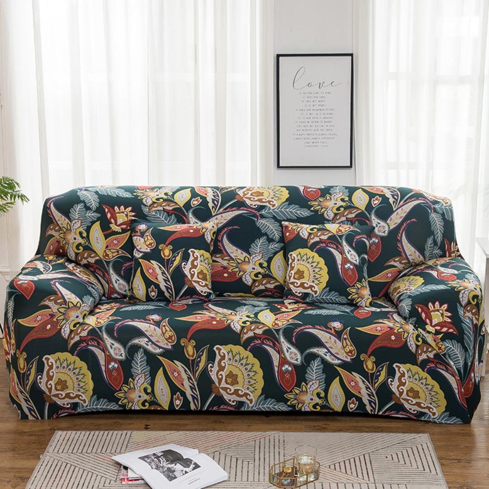 Stretchable Printed Sofa Cover Full Elastic Slipcover 4 Seasons Soft Fabric Protector