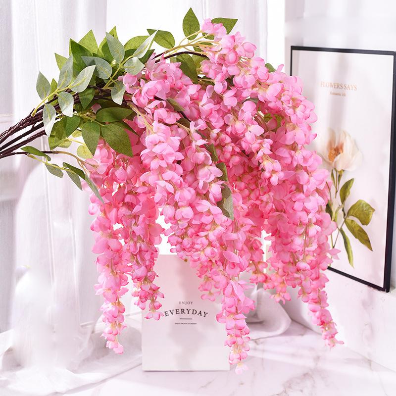 1/2Pcs 108CM Artificial Flowers 5 Fork Fake Flowers Vine Wisteria Garland for Home Room Decor Garden Wall Wedding Decoration