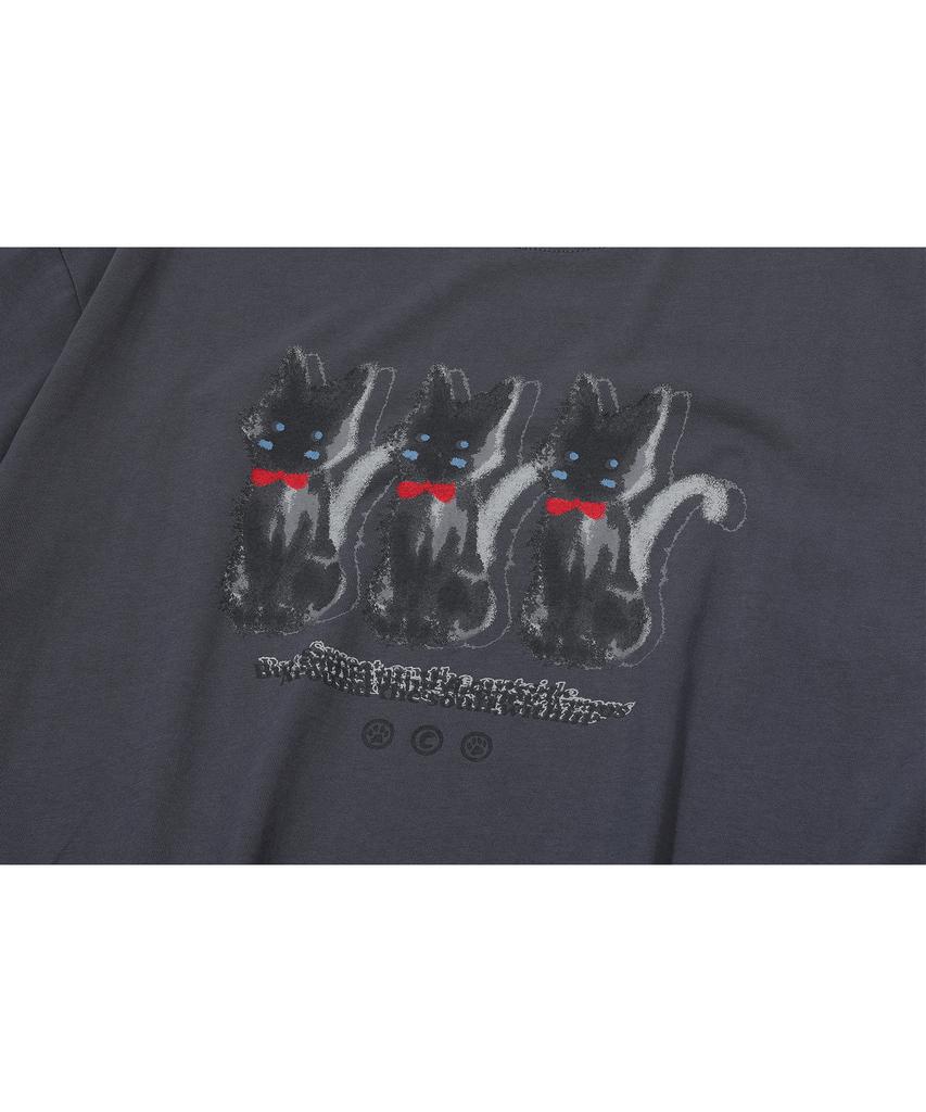 CPGN STUDIO Ghosty Cats Charcoal Short Sleeve T-Shirt