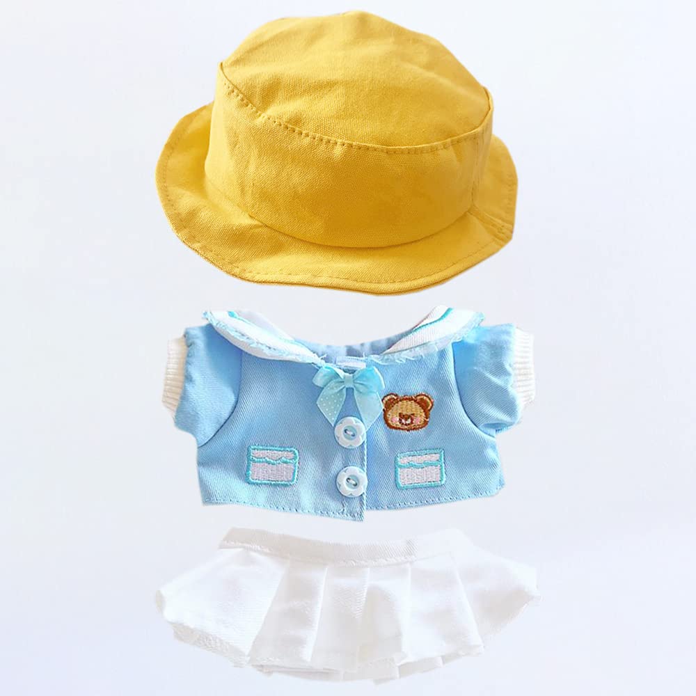 Niannyyhouse 20cm Puppenkleidung: Bär, Uniform, Hut, Mantel, Rock, Baumwollpuppenkleidung, Verkleidung, für Plüschtiere (blau)