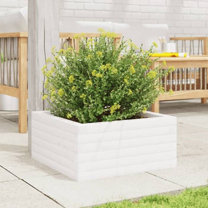 VidaXL Planter White 50x50x23 Cm Solid Pine Wood, Outdoor Planter, Flower Box, Plant Box, Planter of 847184
