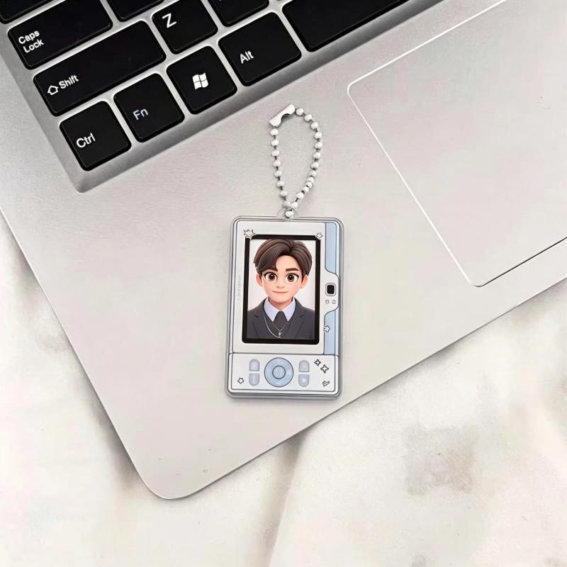 1Pcs Cute Camera Shaped Acrylic Photocard Holder With Coil Lanyard Clear Window Anti Drop Design For Kpop Fans Collecting Idol