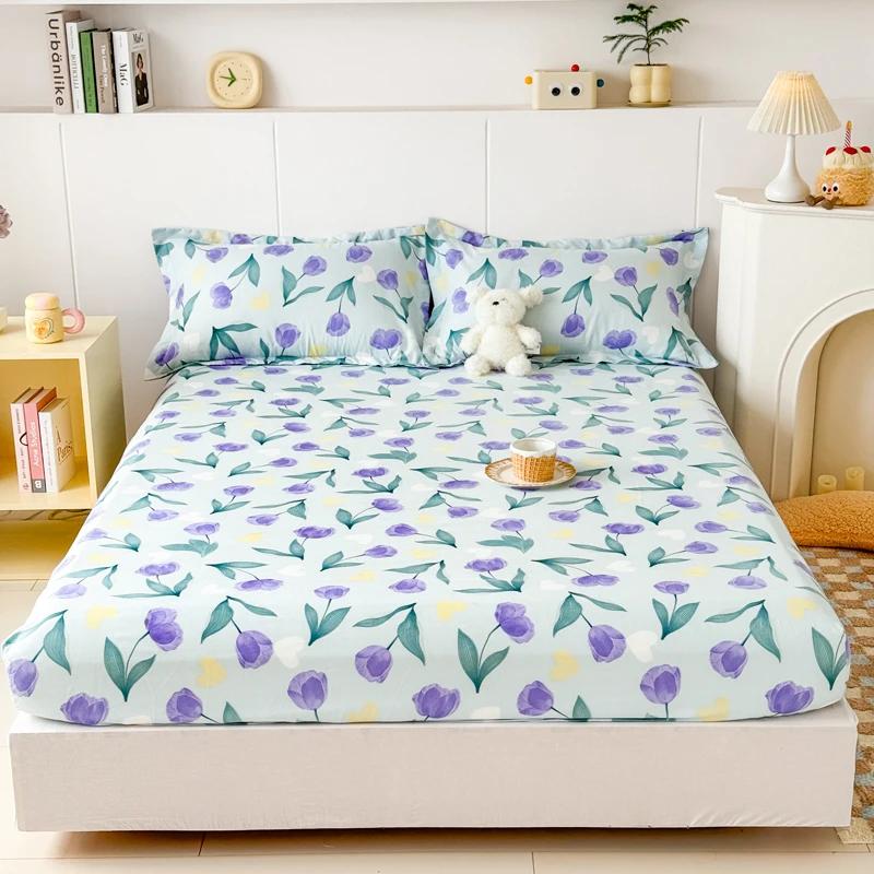 High Quality Printed Fitted Sheet Single Double Queen Size Mattress Cover With Elastic Band Bedsheet Soft Comfortable Fitsheet