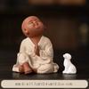 Zen Tea Pet, Cute Little Monk Figurine for Tea Table, Zen Meditation Ornament for Home Office Desk