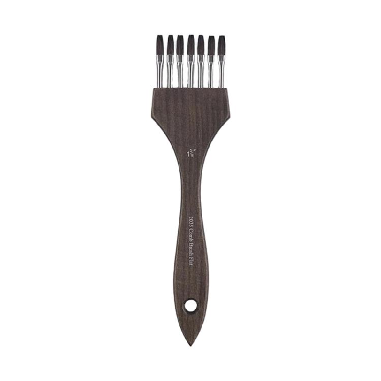 Dense Bristle Art Brush Wooden Handle Art Painting Comb Brush Smooth Painting Experience for Watercolor Acrylic Painting