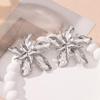 Dual-Layer Five-Petal Flower Earrings with Retro Striped Leaf Tassels