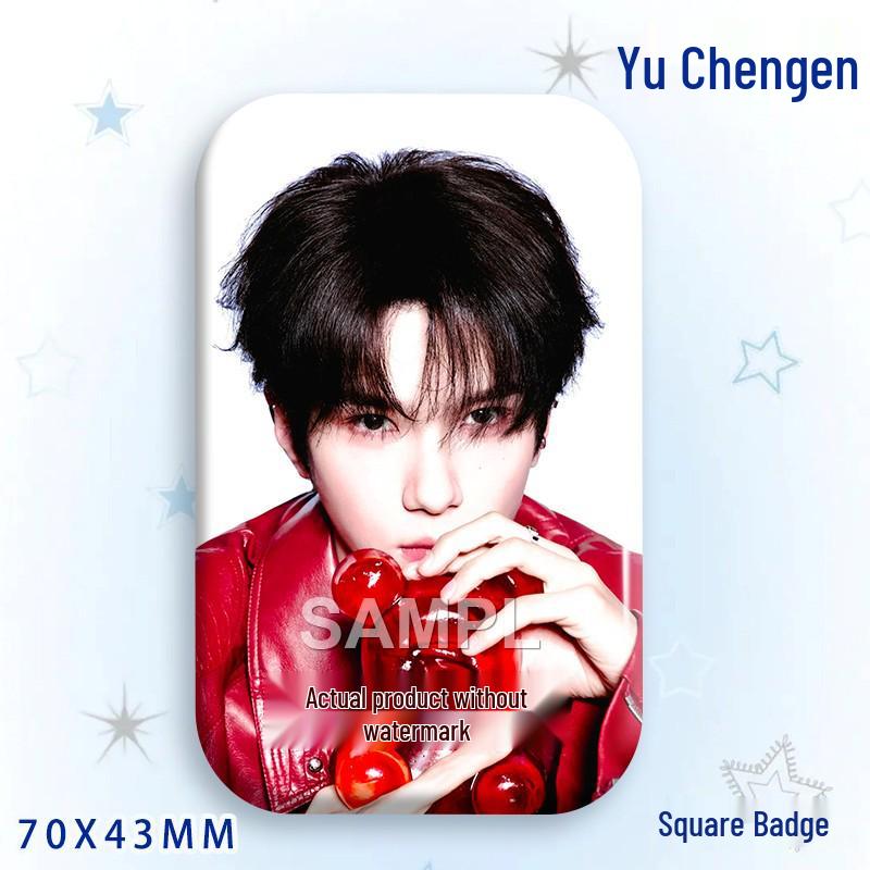 Yu Cheng'en Baji Star Idol Laser Rectangular Badge Brooch Pendant