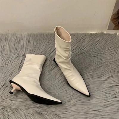 Women's Shoes 2024 High Quality Mid-Calf Women's Boots Fashion Back Zipper Modern Boots Women Sexy Pointed Toe Shoes for Women