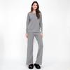 JKASHDK Women's Fashion Casual Spring Autumn Solid Color Print Long Sleeve O-Neck Trousers Pants Suits
