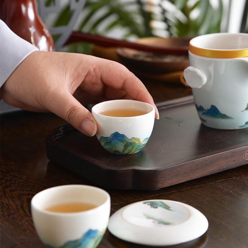 Tang Hui Thousand Li Landscape Bone China Travel Gongfu Tea Set