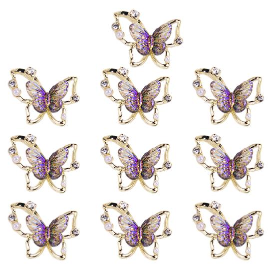 10Pcs Butterfly Nail Art Charm Rhinestone Faux Pearl 3D Butterfly Shape Nail Design Jewelry DIY Crafts Nail Decoration Accessories