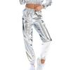 Women Shiny Sports Sweatpants Loose Elastic Jogging Bottoms Stretch Leggings Casual Long Disco Clubwear Party Leisure Comfort Fit Trousers