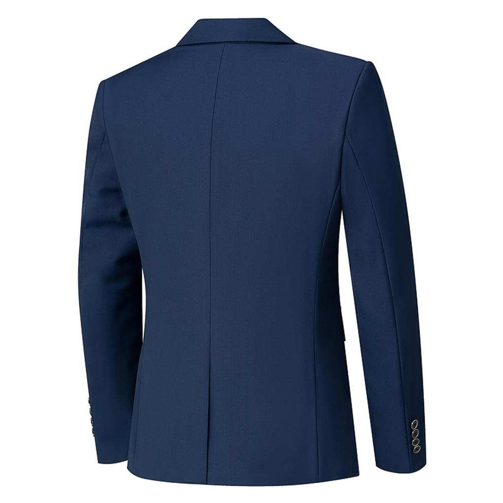 [MYMRIN] Tailored Jacket for Men, Suit Jacket, Silver-Trimmed Two-Button, Business Formal, Long Sleeve, Plus Sizes, Tailored Outerwear (Navy, 5XL)