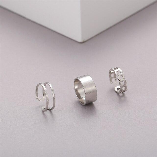 17KM Vintage 3pcs Silver Color Sun Moon Star Rings Set for Women Men Ethnic Finger Open Ring 2021 Trend Female Ring Jewelry