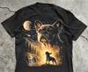 French Bulldog Howling Moon T-Shirt Vintage Space Dog Graphic Tee