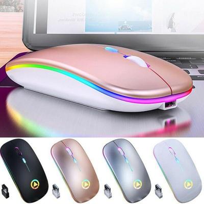 LED Lights Λεπτό επαναφορτιζόμενο ποντίκι Bluetooth/ USB ασύρματο RGB για Tablet PC Andoid IPad