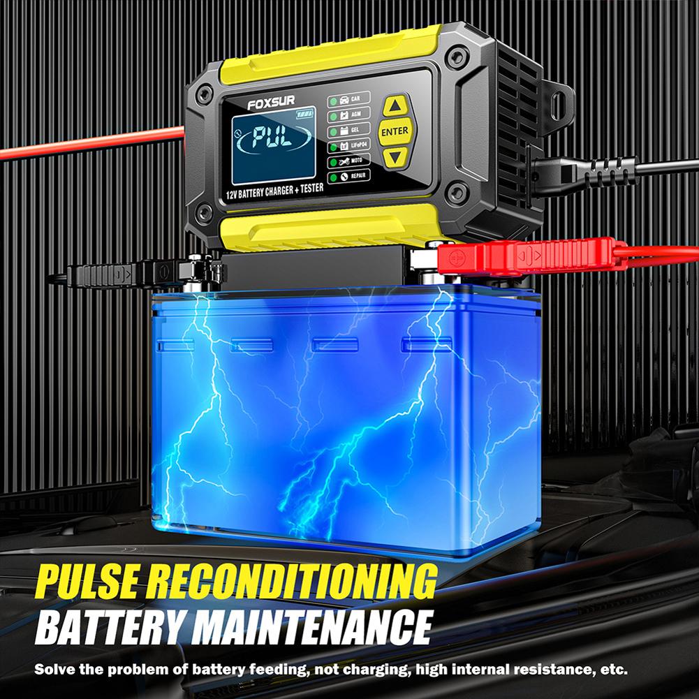 6A 12V Fully-Automatic Smart Charger LCD Display Tester Battery Charger Maintainer Pulse Repair Digital Car Battery Charger