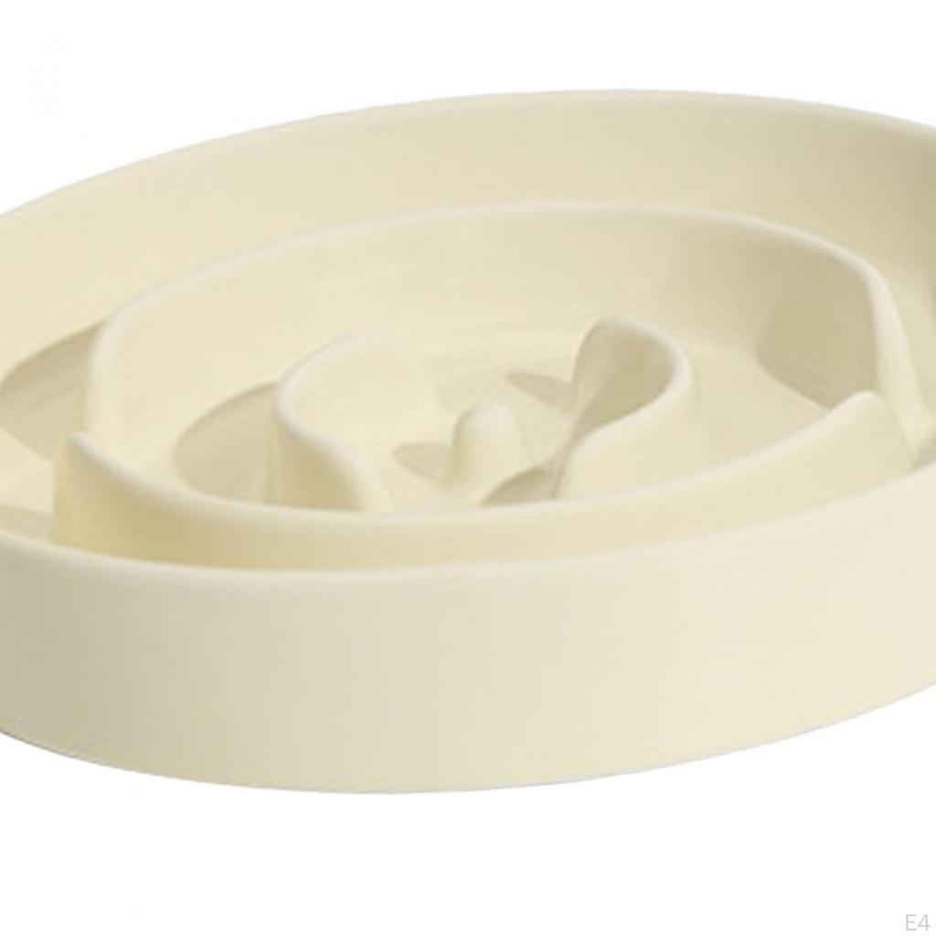 Pet Dog Slow Feeder Bowl Food Plate Puzzle Bowls for Dogs Supplies Kitty Beige 15.5cm