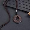 Natural Ebony Wood Hand Carved Long Necklace Vintage Pixiu Pendant Sweater