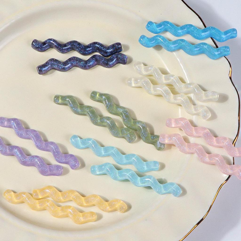 Glitter Resin Wave Hair Clip: Versatile Girly Style Accessory