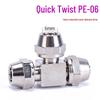 T-shaped Quick-Connect Pneumatic Fitting for High-Pressure Air Hoses, Nickel-Plated, Available in 4-12mm.