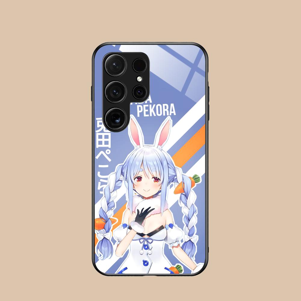 Holo Usada Pekora Glass Mobile Phone Case for Samsung Galaxy A56 55 54 53 52 51 36 35 34 23 16 15 5G Colorful Cover