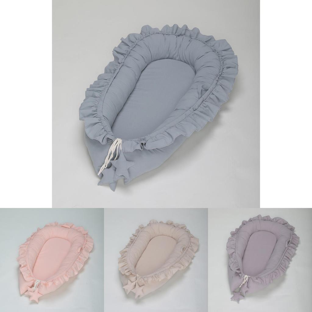 Cozy Cotton Lace Newborn Baby Lounger Portable Crib Bed In Pink Beige Gray Teal