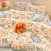 Winter milk fleece four-piece set thickened warm high gram weight double-sided fleece printed double-spell design bed sheet quilt cover