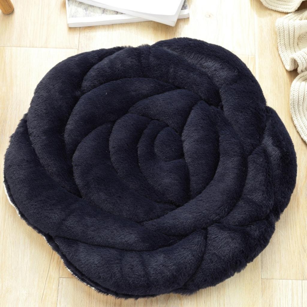 Plush Chair Pad Rose Flower Design Thickened Office Chair Cushion Anti-Slip Seat Pad for Home And Office Floor