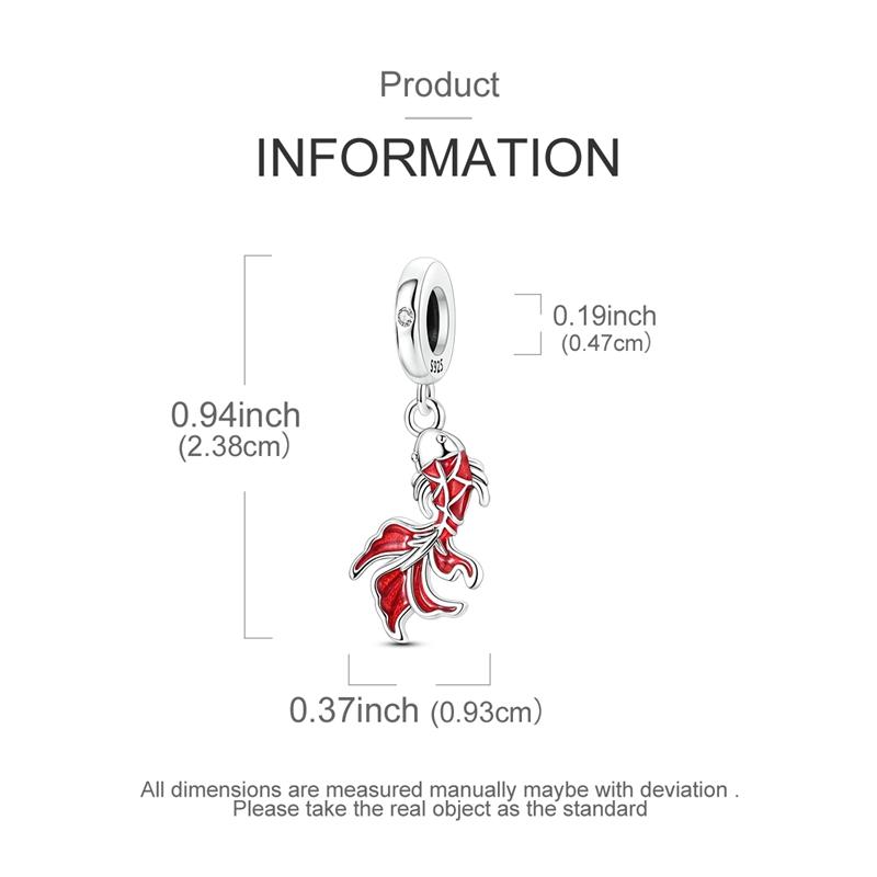 Copper Red Koi Fish Pendant Charms Jewellery Fit Originalbracelet Necklace For Women Diy Gift